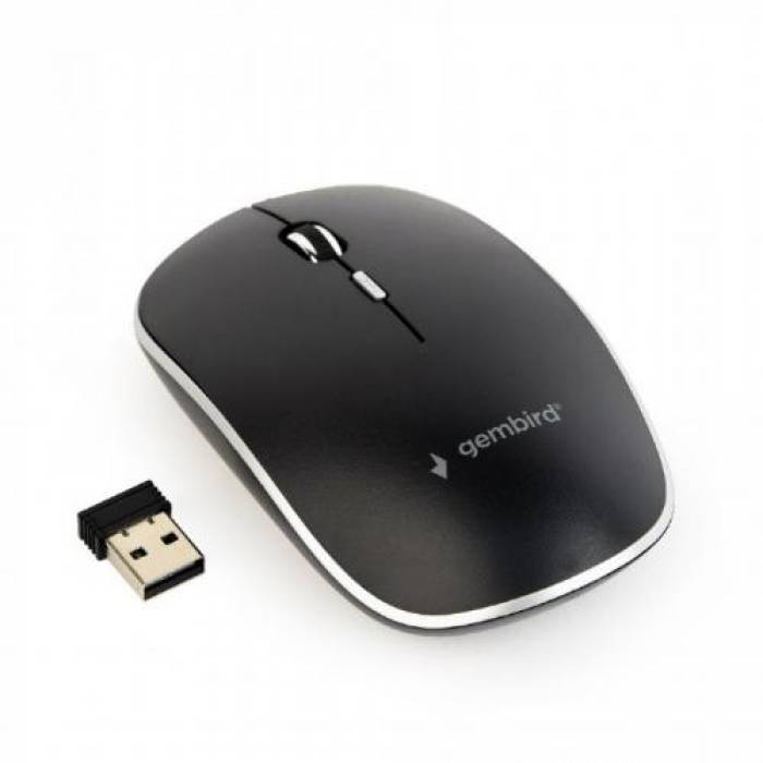Mouse Optic Gembird MUSW-4BS-01, USB Wireless, Black-Silver