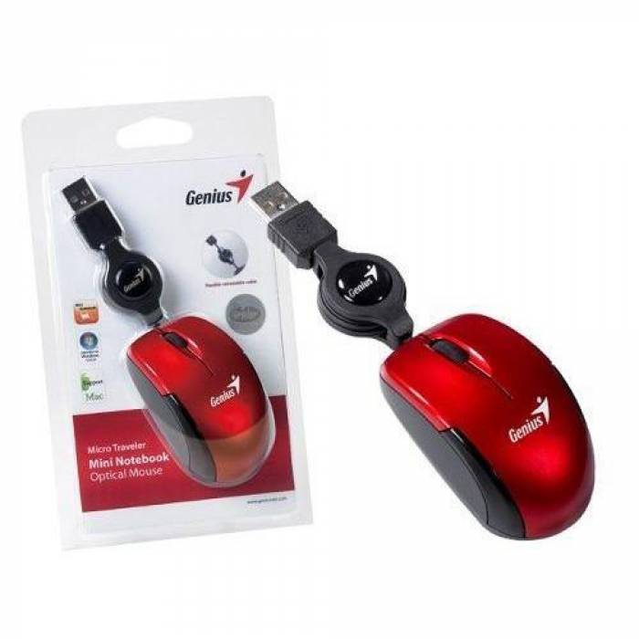 Mouse Optic Genius MicroTraveler V2, USB, Ruby Red