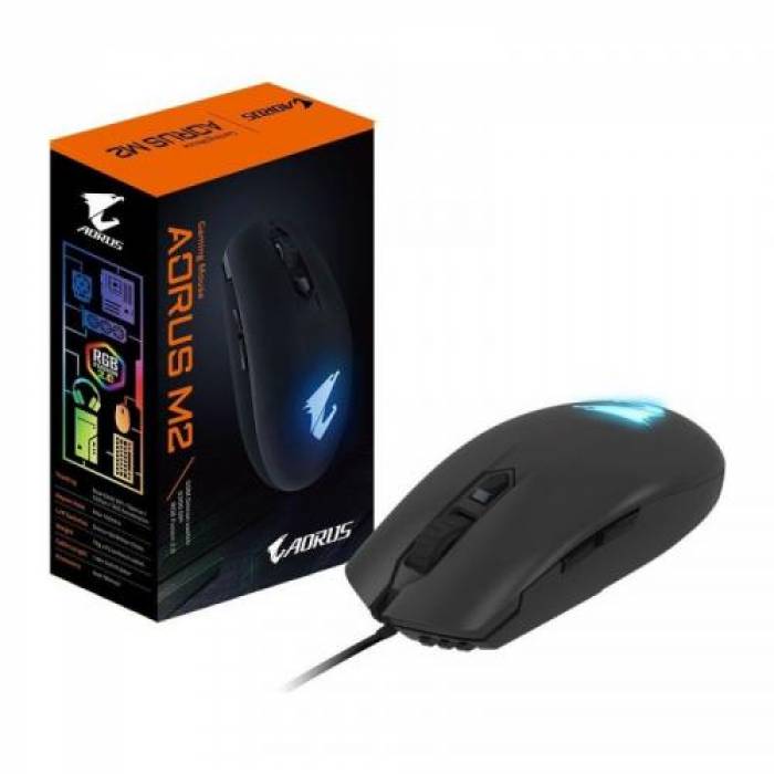 Mouse Optic Gigabyte AORUS M2, RGB LED, USB, Black