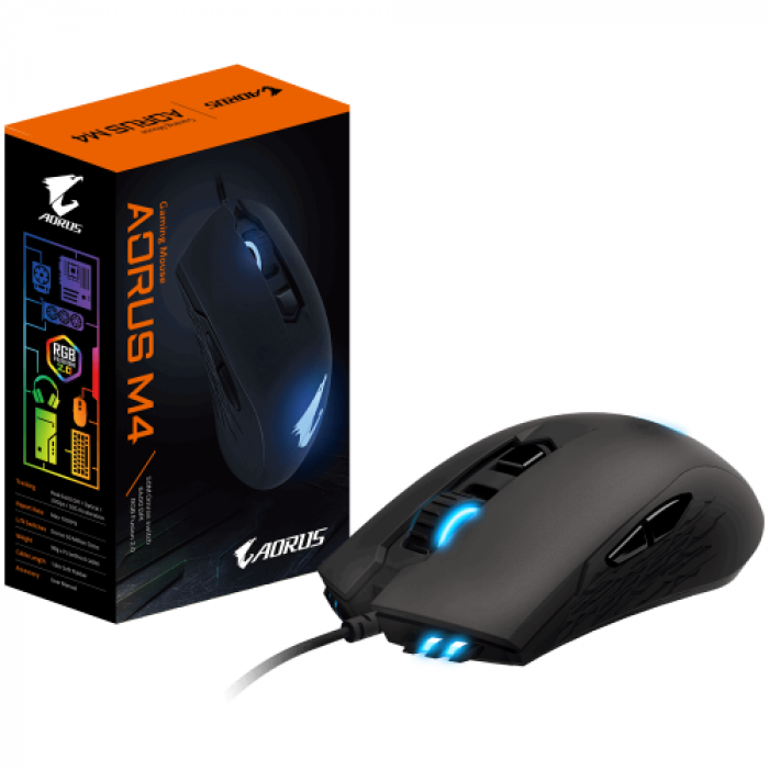 Mouse Optic Gigabyte AORUS M4, RGB LED, USB, Black