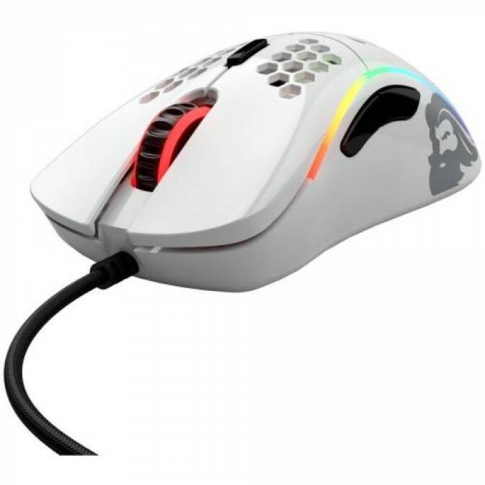 Mouse Optic Glorious PC Gaming Race Glorious Model D Minus, USB, Glossy White