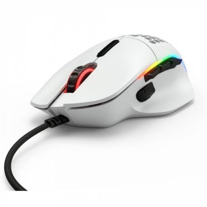 Mouse Optic Glorious PC Gaming Race Model I, RGB LED, USB, White