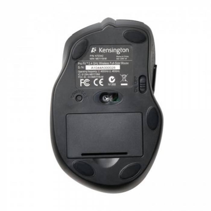 Mouse Optic Kensington Pro Fit Full Sized, USB Wireless, Black