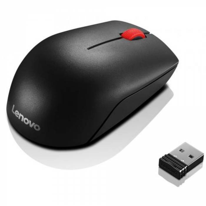 Mouse Optic Lenovo Essential, USB Wireless, Black