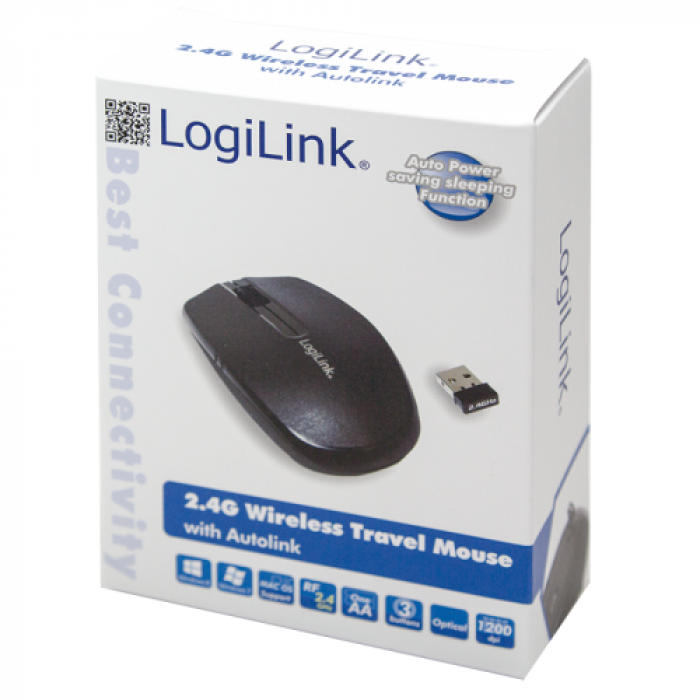 Mouse Optic Logilink Mini, USB Wireless, Black