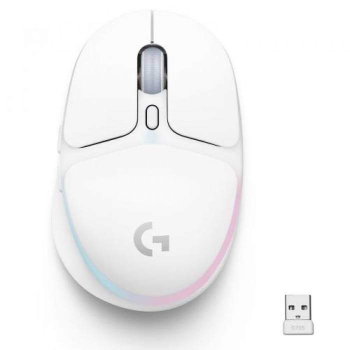 Mouse Optic Logitech G705, USB Wireless, White