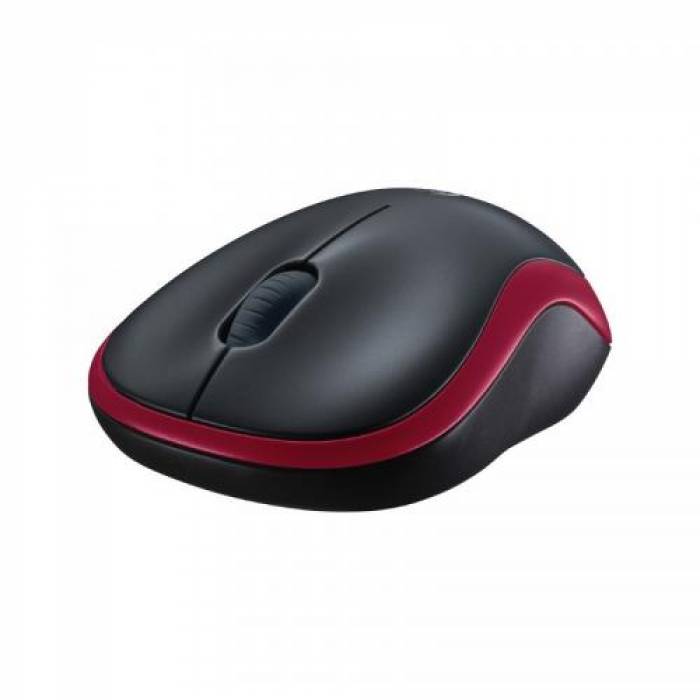 Mouse Optic Logitech M185, USB Wireless, Black-Red