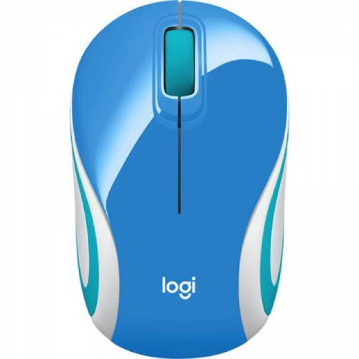 Mouse Optic Logitech M187, USB Wireless, Blue-White