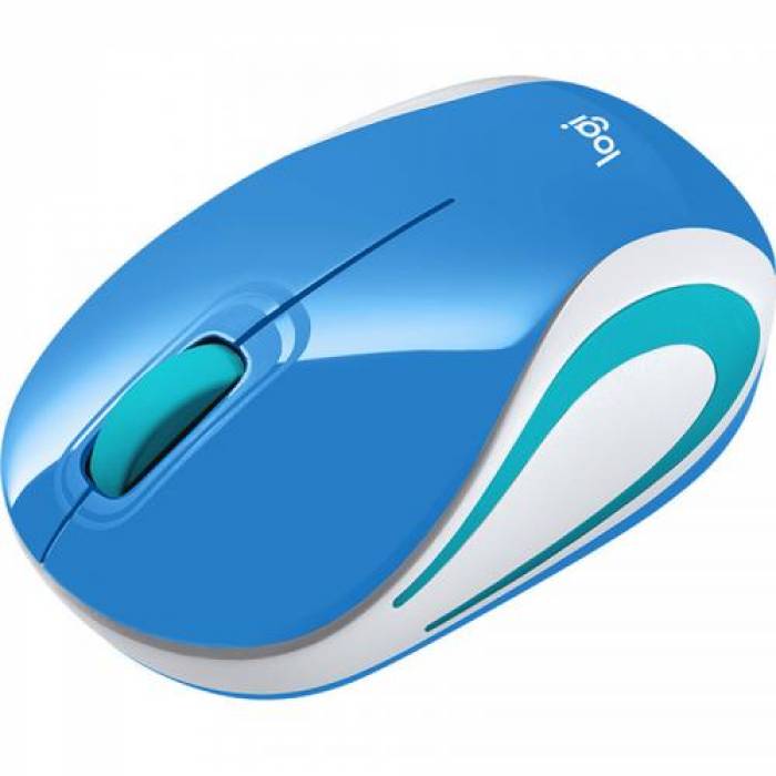 Mouse Optic Logitech M187, USB Wireless, Blue-White