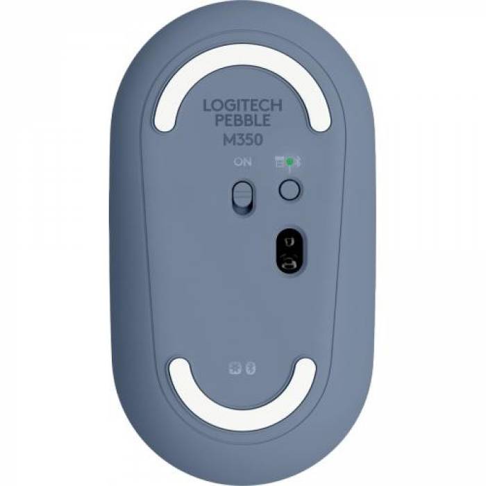 Mouse Optic Logitech Pebble M350, Bluetooth/USB Wireless, Blueberry