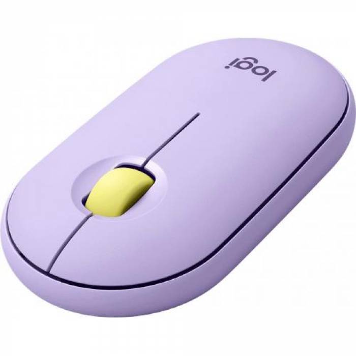 Mouse Optic Logitech Pebble M350, Bluetooth/USB Wireless, Lavender Lemonade