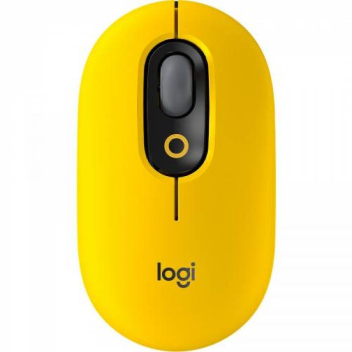 Mouse optic Logitech POP Emoji, USB Wireless/Bluetooth, Blast Yellow