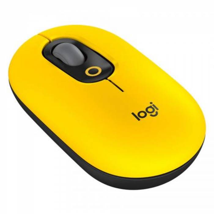 Mouse optic Logitech POP Emoji, USB Wireless/Bluetooth, Blast Yellow