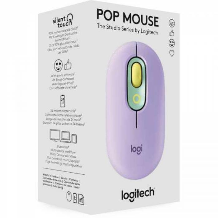 Mouse optic Logitech POP Emoji, USB Wireless/Bluetooth, Daydream Mint