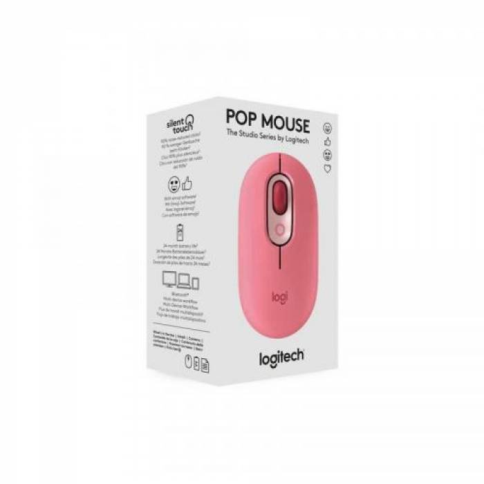 Mouse optic Logitech POP Emoji, USB Wireless/Bluetooth, Heartbreaker Rose