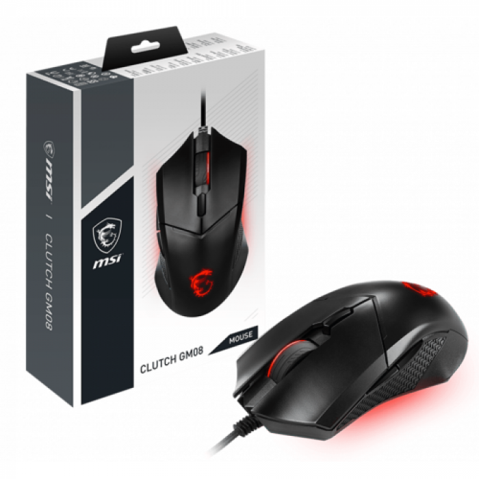 Mouse Optic MSI Clutch GM08, USB, Black