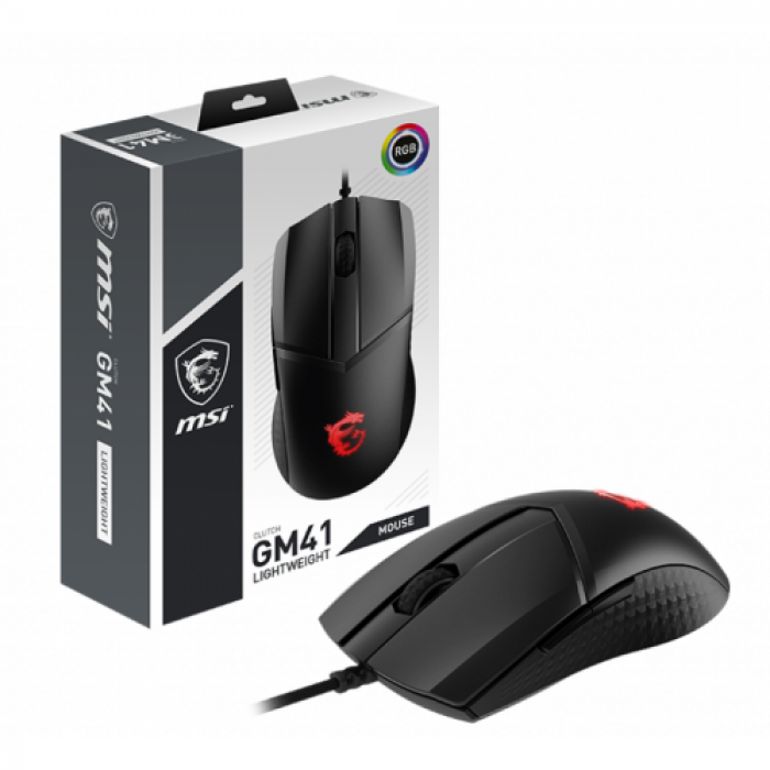 Mouse Optic MSI Clutch GM41 LIGHTWEIGHT, USB, Black