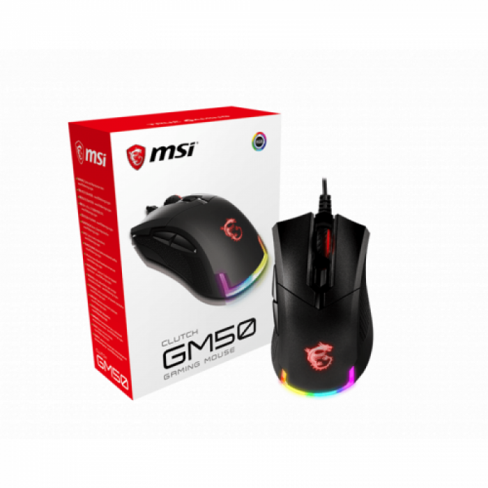 Mouse optic MSI Clutch GM50, RGB LED, USB, Black