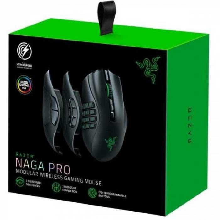 Mouse Optic Razer Naga Pro, RGB, USB Wireless, Black