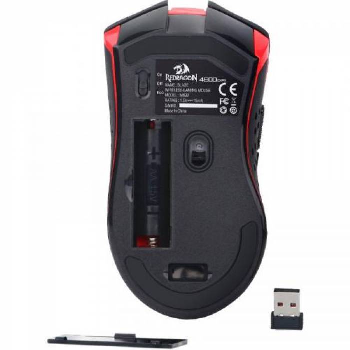 Mouse Optic Redragon Blade, Red LED, USB Wireless, Black-Red