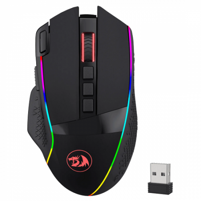 Mouse Optic Redragon Enlightment RGB, USB Wireless, Black