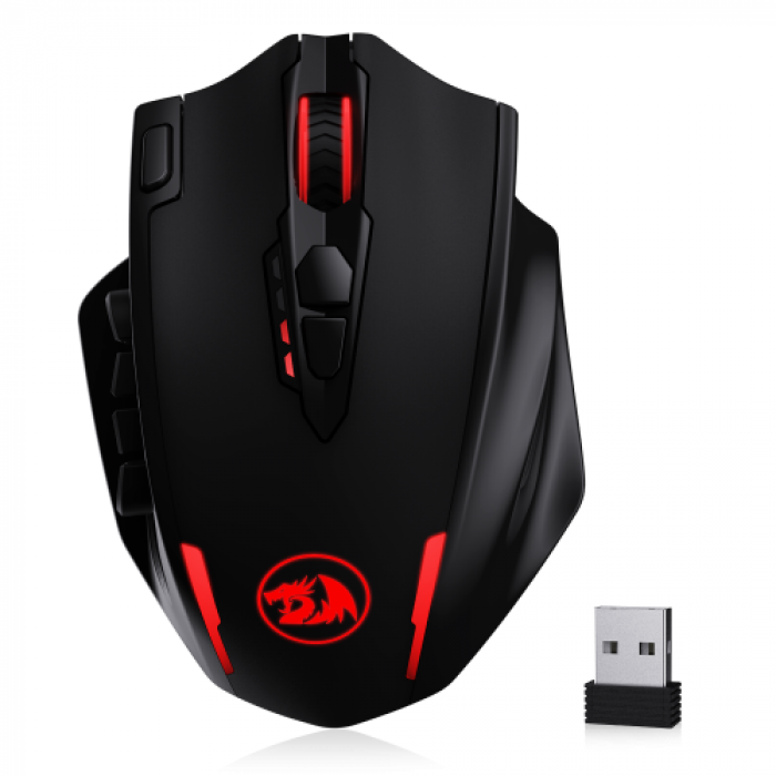 Mouse Optic Redragon Impact Elite RGB, USB Wireless, Black