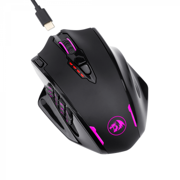 Mouse Optic Redragon Impact Elite RGB, USB Wireless, Black