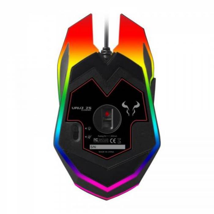 Mouse optic Riotoro Uruz Z5 Classic, RGB LED, USB, Black