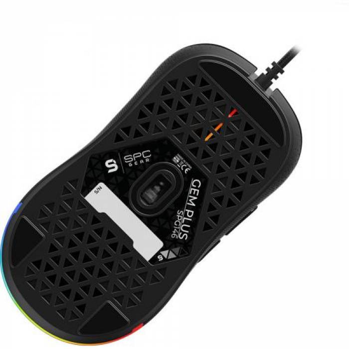 Mouse Optic SPC Gear GEM Plus RGB, USB, Black