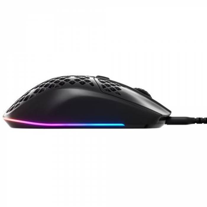 Mouse Optic SteelSeries Aerox 3 Wireless 2022 Edition, USB Wireless, Onyx