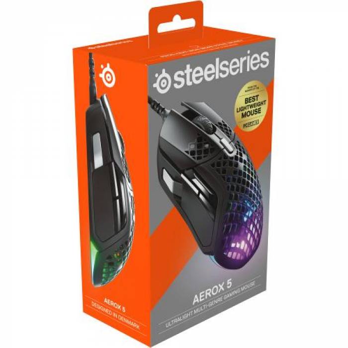Mouse Optic SteelSeries Aerox 5, USB, Black