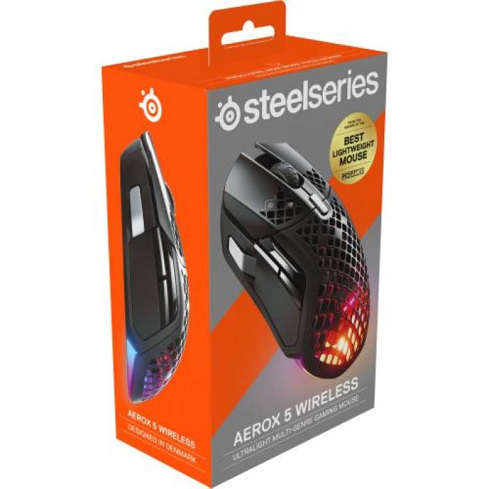 Mouse Optic SteelSeries Aerox 5, USB Wireless, Black