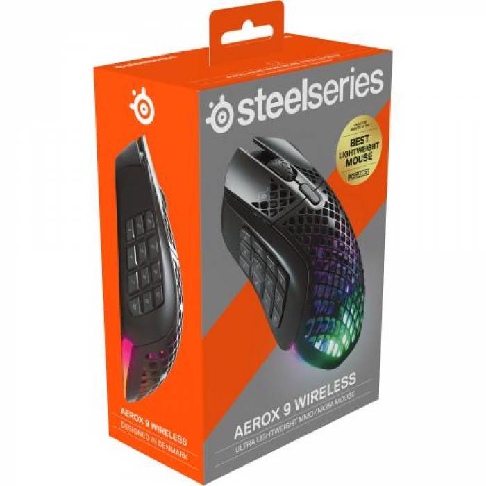 Mouse Optic SteelSeries Aerox 9, USB Wireless, Black