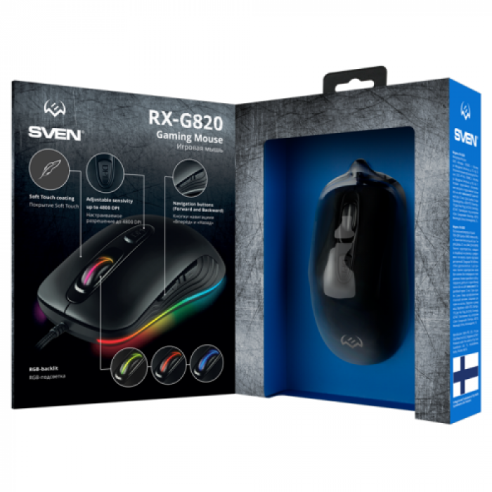 Mouse Optic SVEN RX-G820 RGB, USB, Black