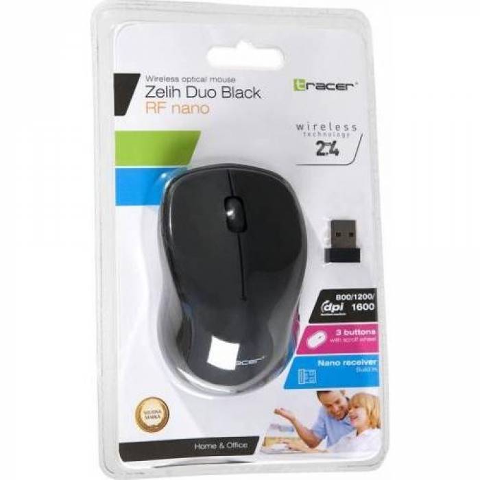 Mouse Optic Tracer Zelih Duo, USB Wireless, Black