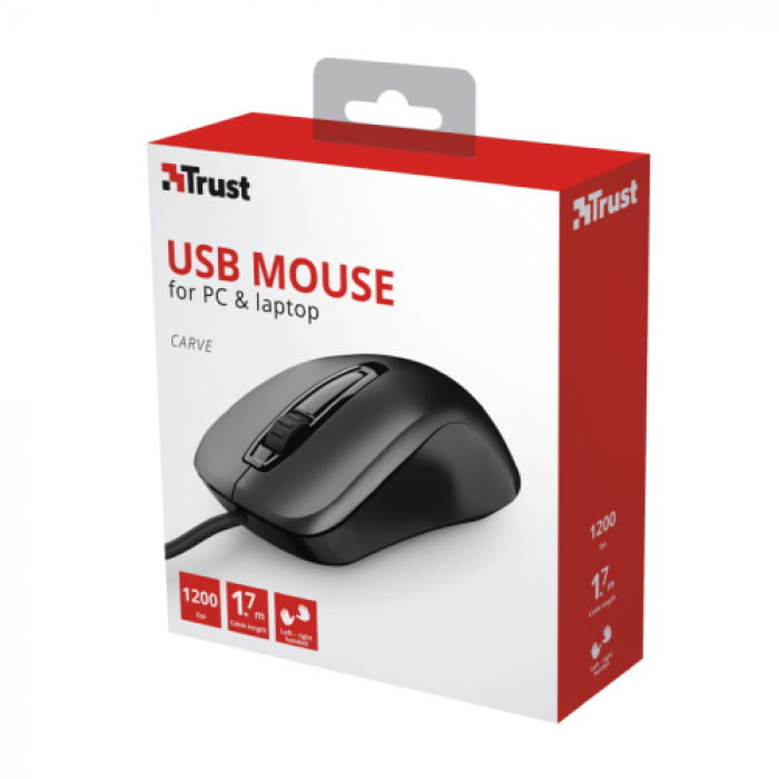 Mouse Optic Trust Carve, USB, Black