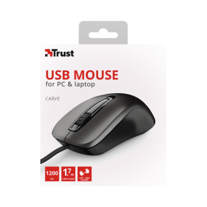 Mouse Optic Trust Carve, USB, Black