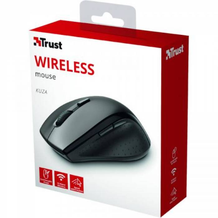 Mouse Optic Trust Kuza, USB Wireless, Black