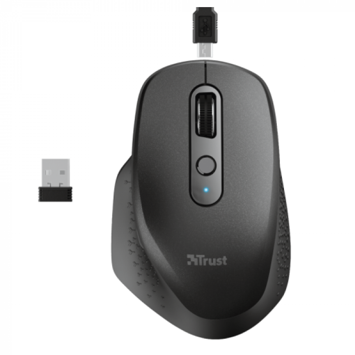 Mouse Optic Trust Ozaa Rechargeable, USB Wireless, Black