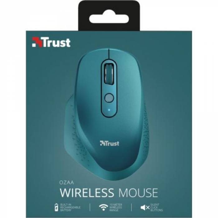 Mouse Optic Trust Ozaa Rechargeable, USB Wireless, Blue