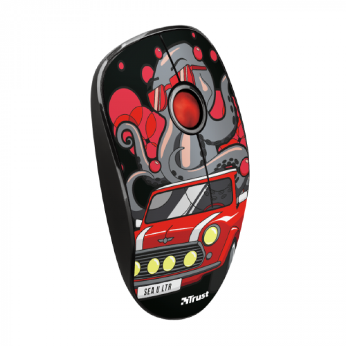 Mouse Optic Trust Sketch Silent Click, USB Wireless, Red