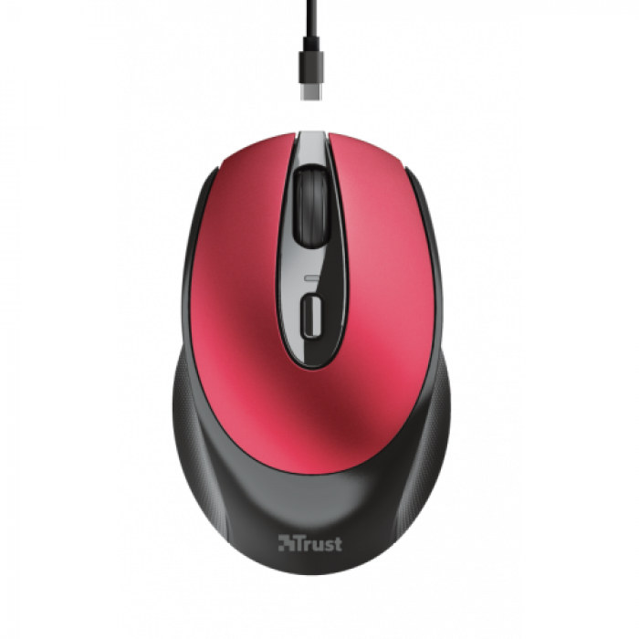 Mouse Optic Trust Zaya Rechargeable, USB Wireless, Black-Red