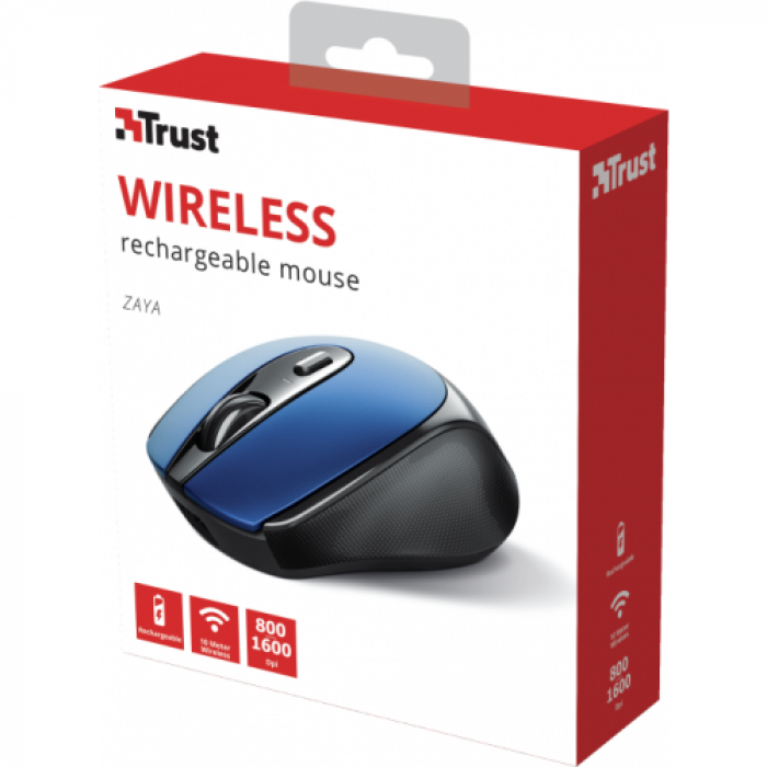 Mouse Optic Trust Zaya, USB Wireless, Blue