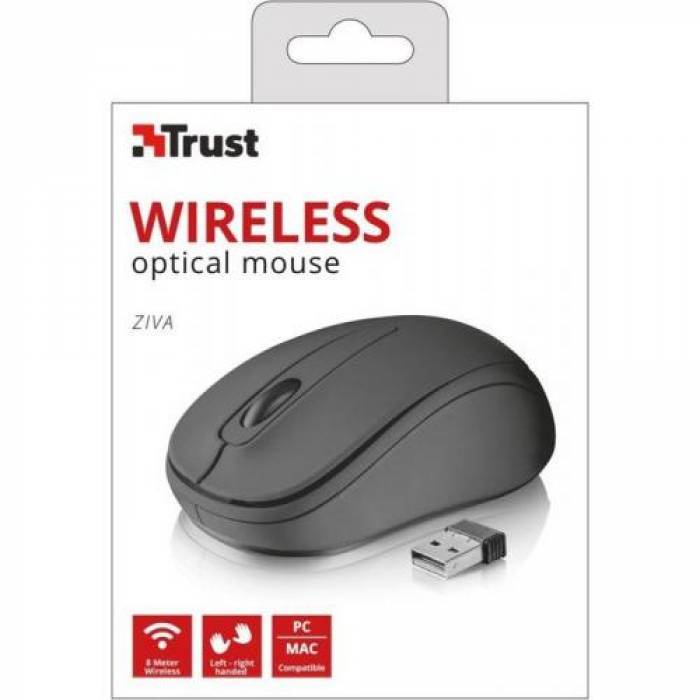 Mouse Optic Trust Ziva, USB Wireless, Black