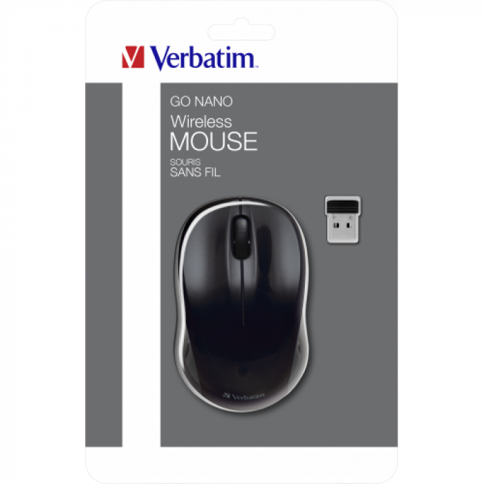 Mouse Optic Verbatim Go Nano, USB Wireless, Black