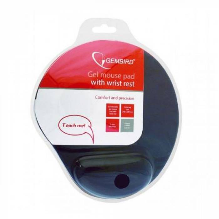 Mouse Pad Gembird MP-GEL-BK, Black