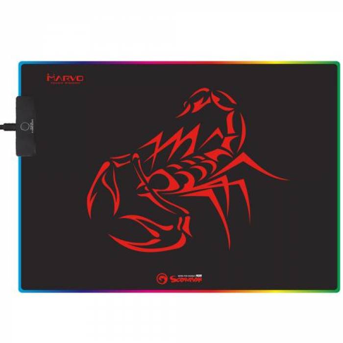 Mouse Pad Marvo MG-08 RGB, Black-Red