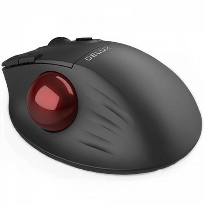 Mouse Trackball Delux MT1DB, USB Wireless/Bluetooth, Black