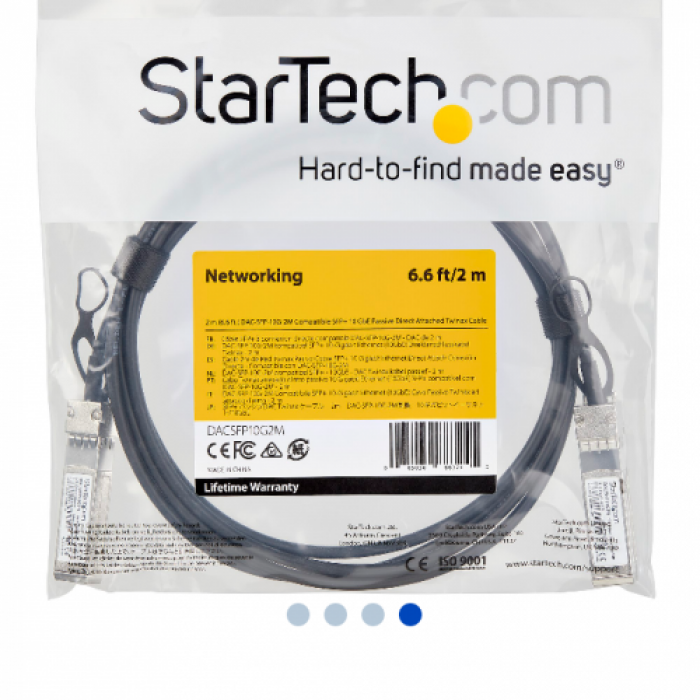 Patch cord Startech DACSFP10G2M, SFP+ - SFP+, 2m, Black