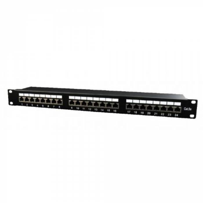 Patch Panel Gembird NPP-C524-002, 19inch, 24 port, Black